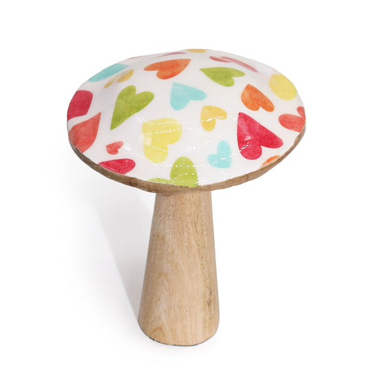 Medium Enamelled Mushroom - 15cm - Pastel Hearts - Luna Panther alternate view