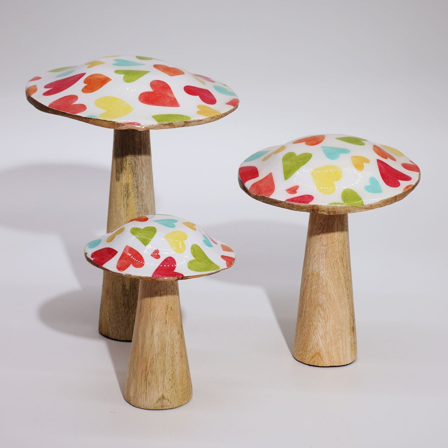 Medium Enamelled Mushroom - 15cm - Pastel Hearts - Luna Panther