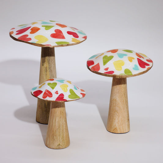 Medium Enamelled Mushroom - 15cm - Pastel Hearts - Luna Panther