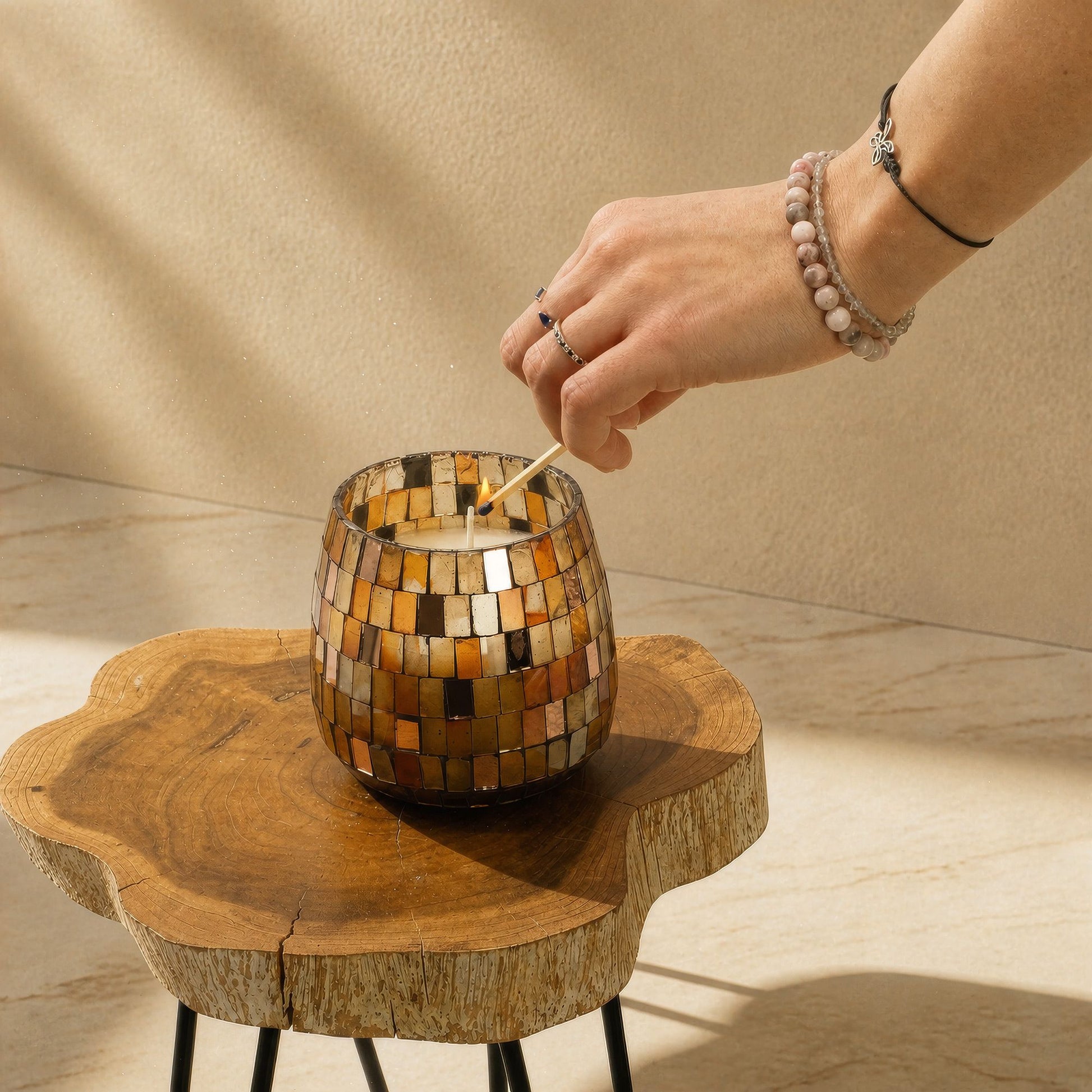 Medium Glass Jar Candles - Amber Mosaic - Luna Panther