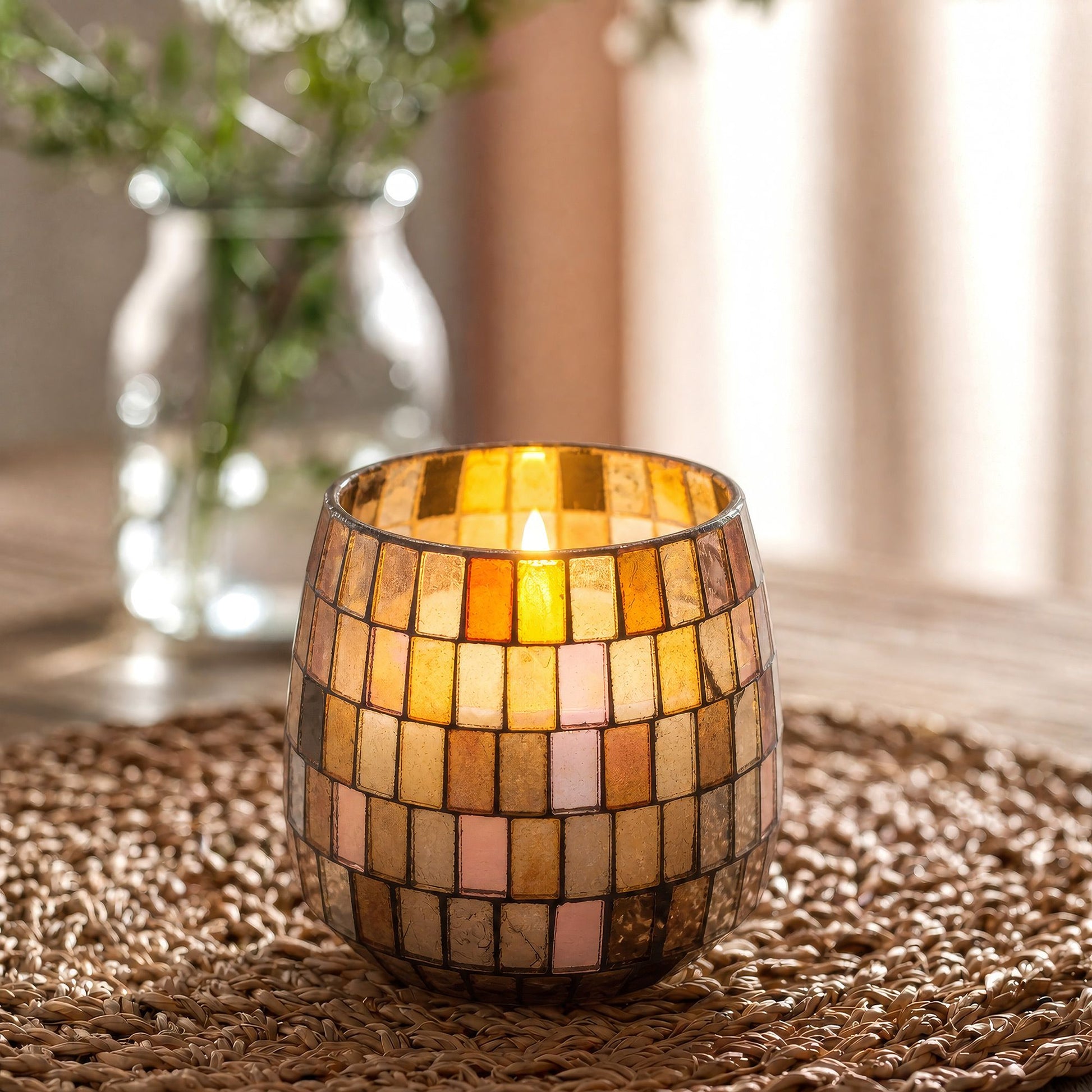 Medium Glass Jar Candles - Amber Mosaic - Luna Panther