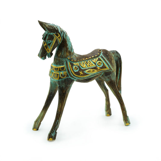Medium Gold & Turquoise Horse 25 cm - Luna Panther