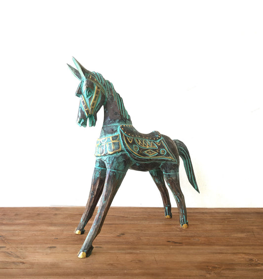Medium Gold & Turquoise Horse 25 cm - Luna Panther alternate view