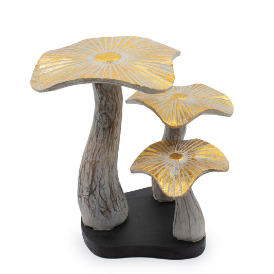 Medium Golden Mushroom Art - 25cm - Whitewash - Luna Panther