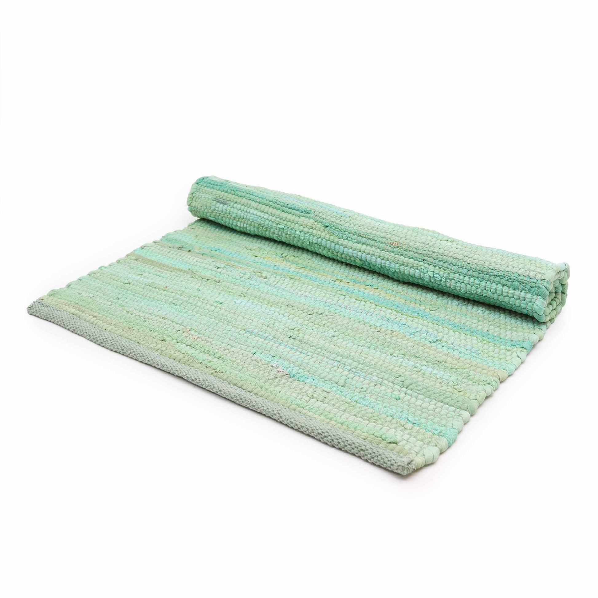 Medium Indian Handloom Cotton Rug - Aqua - Luna Panther