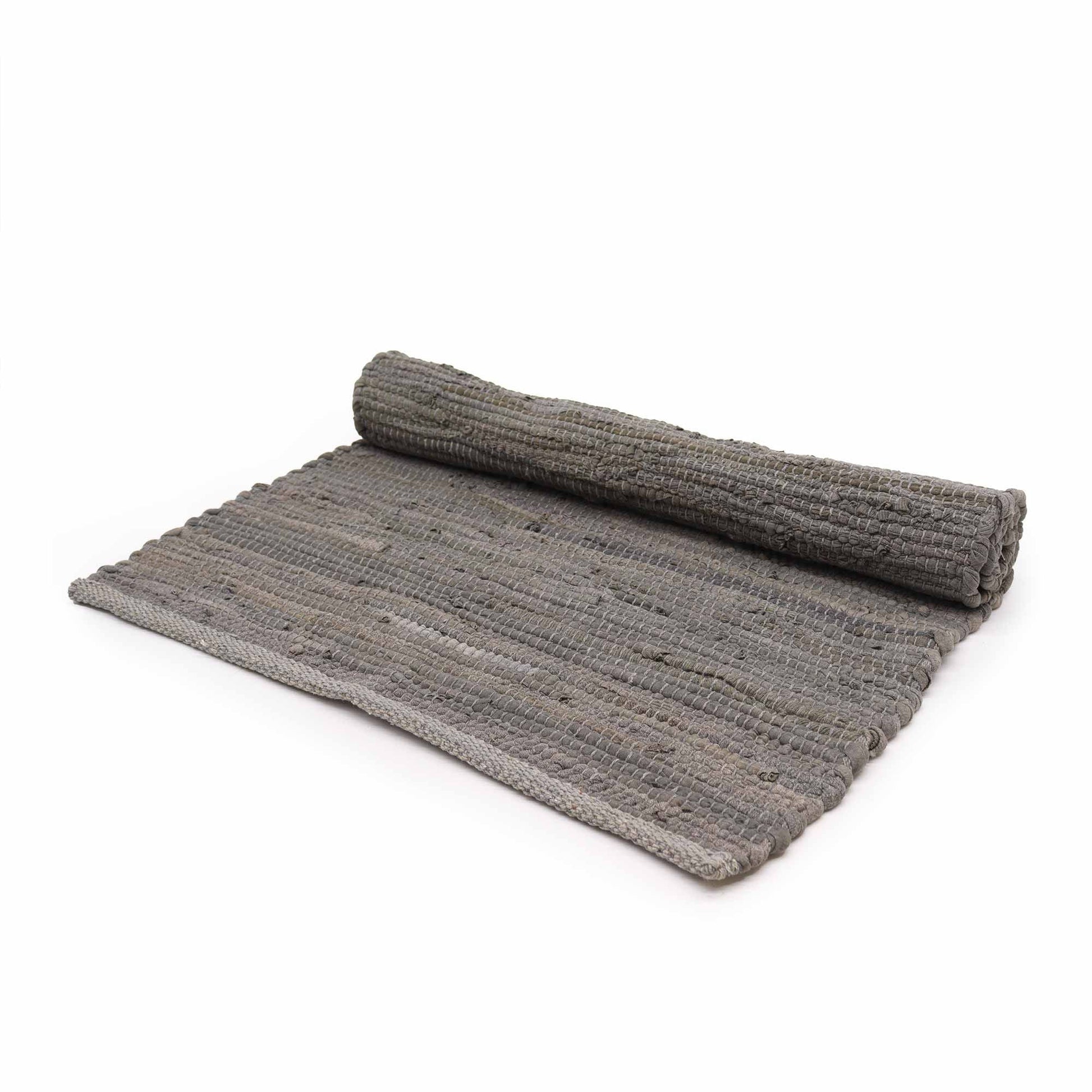 Medium Indian Handloom Cotton Rug - Charcoal - Luna Panther