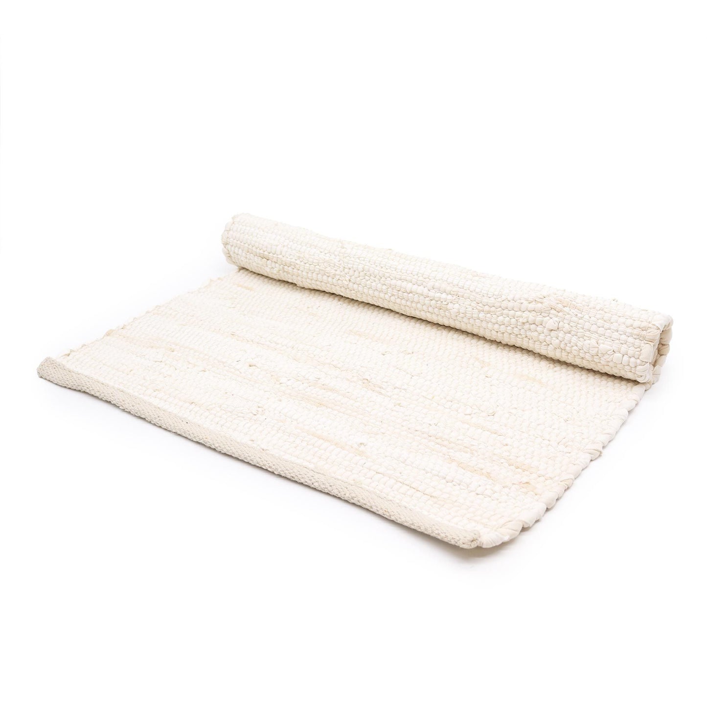 Medium Indian Handloom Cotton Rug - Cream - Luna Panther