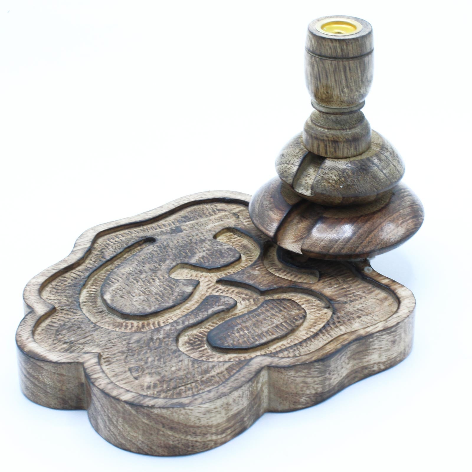 Polished Medium Mango Wood Backflow Burner - Ohm featuring natural patterning and unique variations - Luna Panther