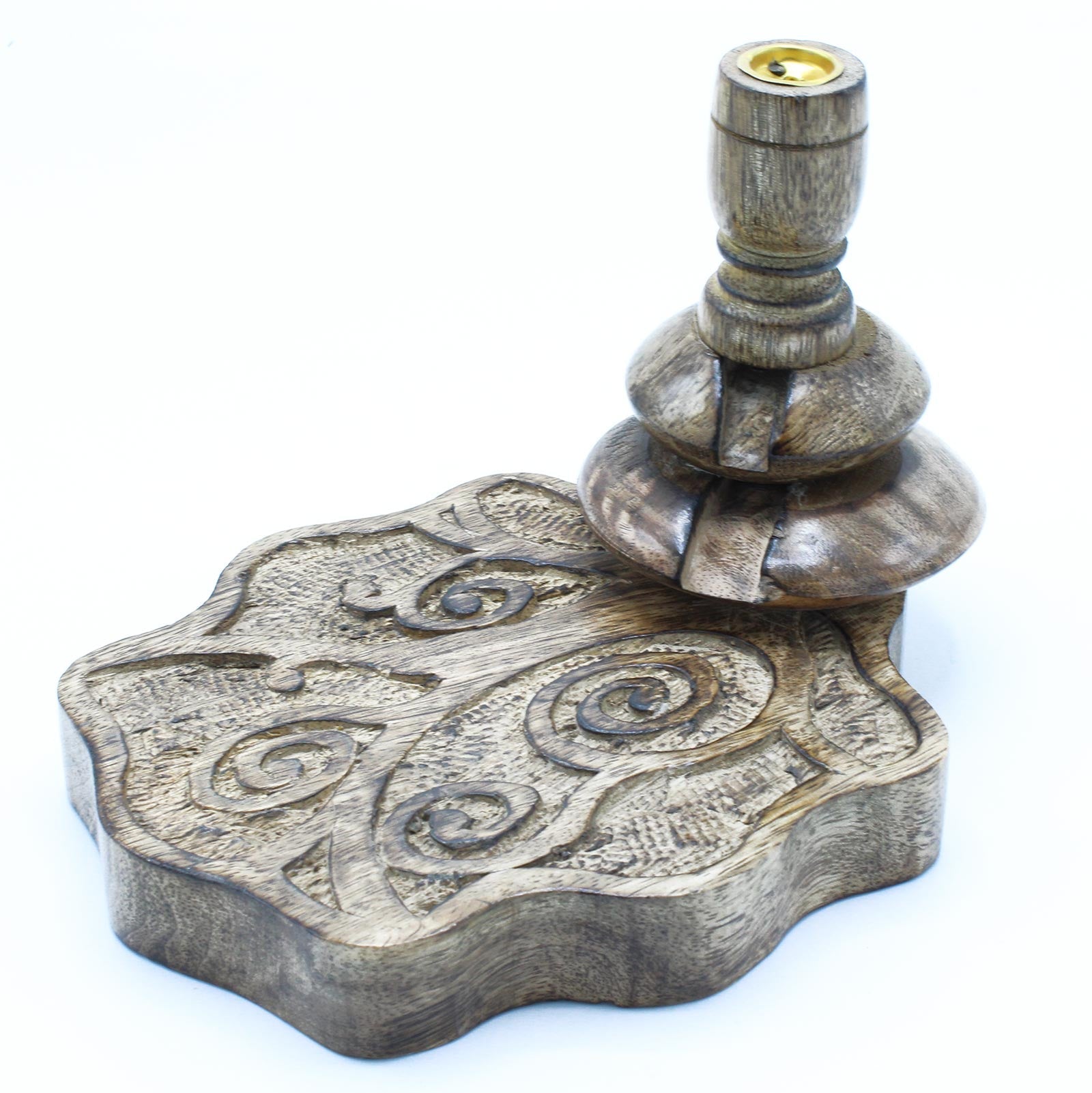 Polished Medium Mango Wood Backflow Burner - Tree of Life featuring natural patterning and unique variations - Luna Panther