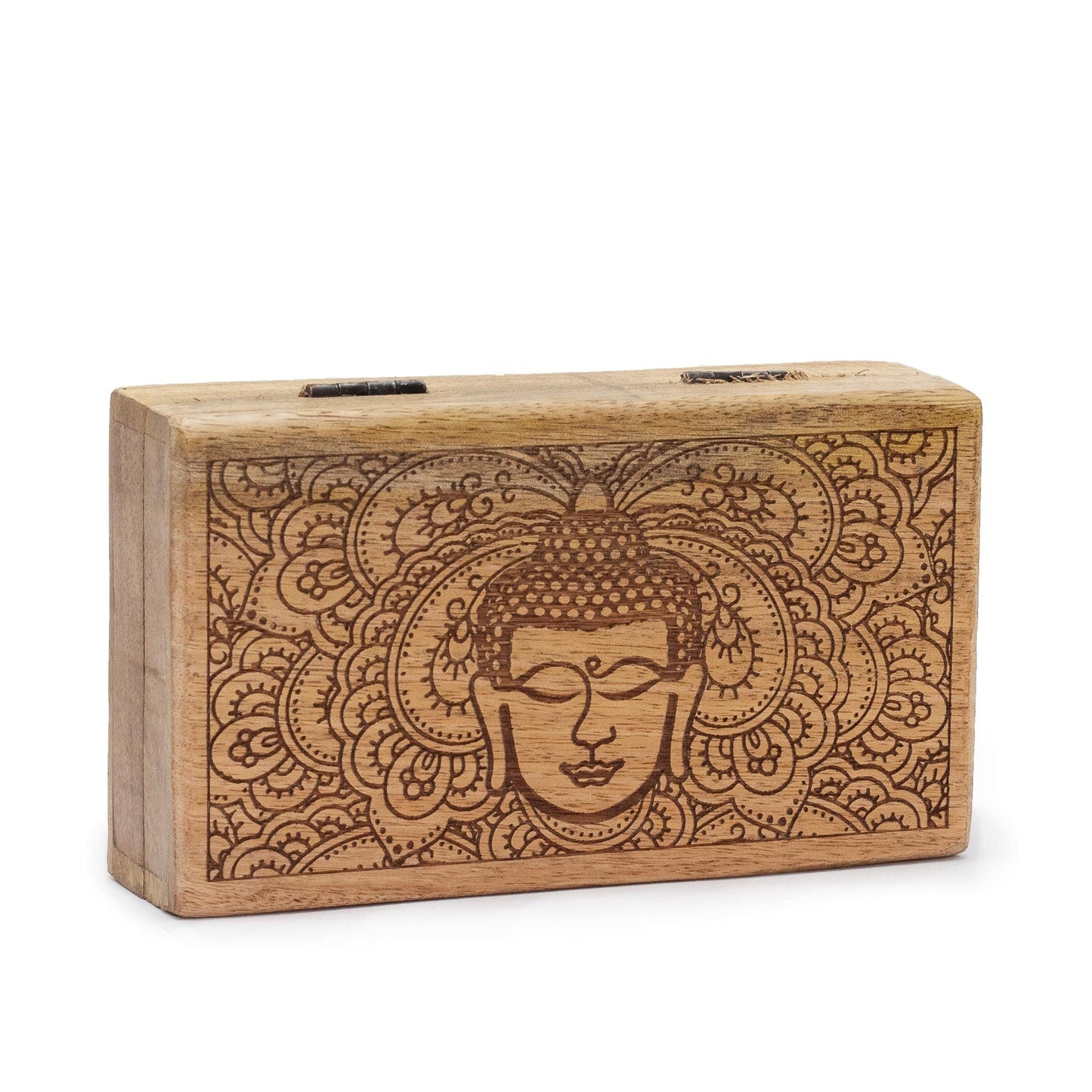 Medium Square Box 17x10x4.2cm - Buddha Face Black Engraved - Luna Panther
