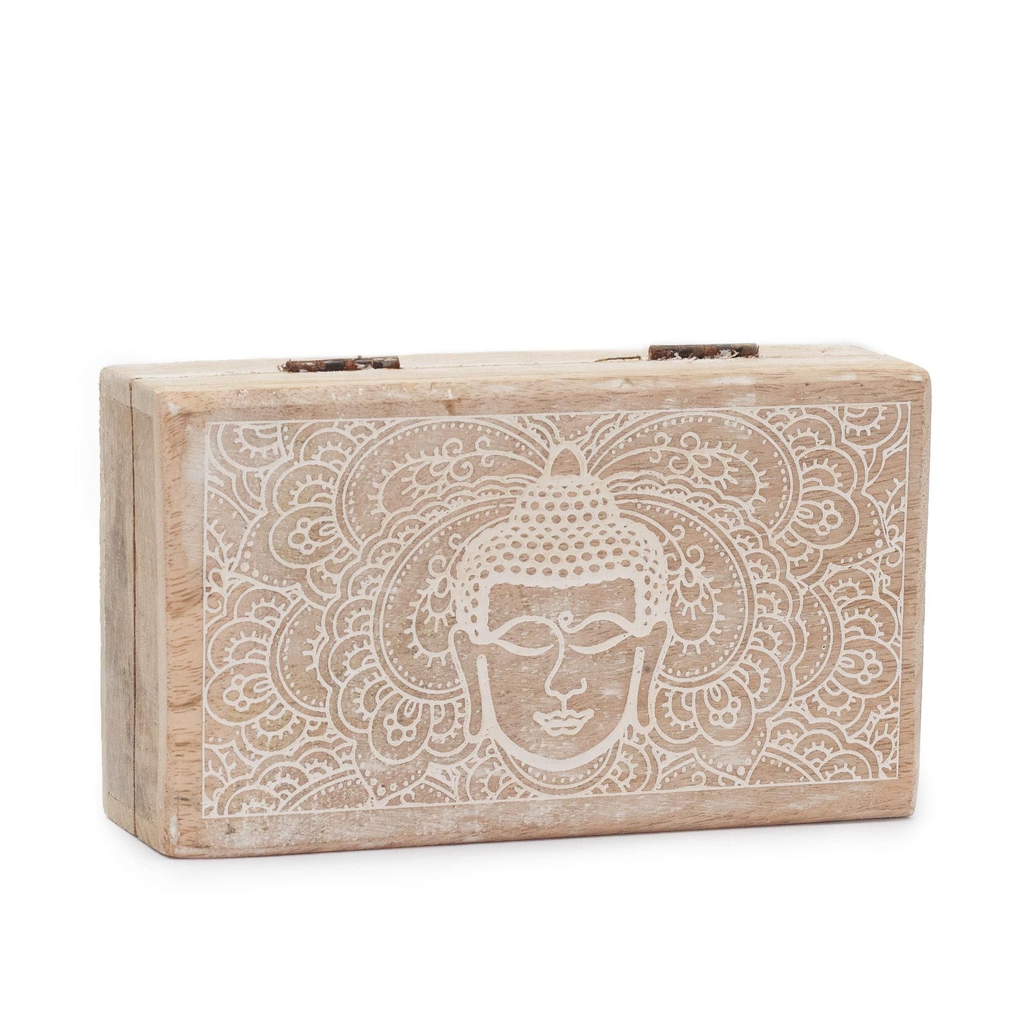 Medium Square Box 17x10x4.2cm - Buddha Face Whitewash - Luna Panther
