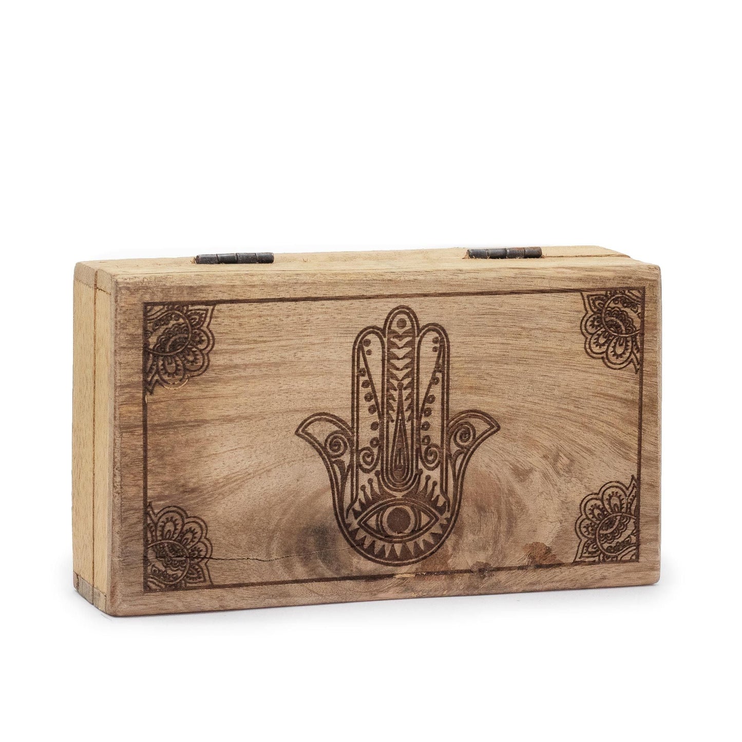 Medium Square Box 17x10x4.2cm - Hamsa Black Engraved - Luna Panther