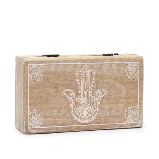 Medium Square Box 17x10x4.2cm - Hamsa Whitewash - Luna Panther