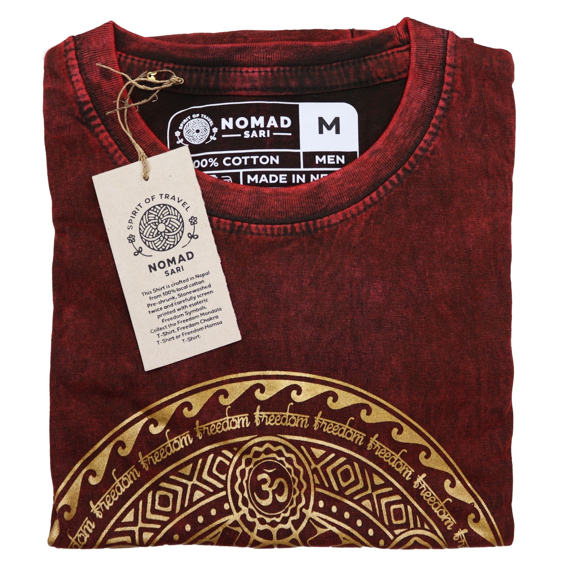 Polished Medium Stone Washed T-Shirt - Chakra - Maroon featuring natural patterning and unique variations - Luna Panther