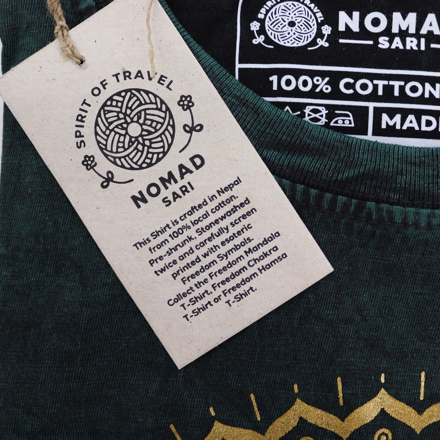 Polished Medium Stone Washed T-Shirt - Mandala - Green featuring natural patterning and unique variations - Luna Panther