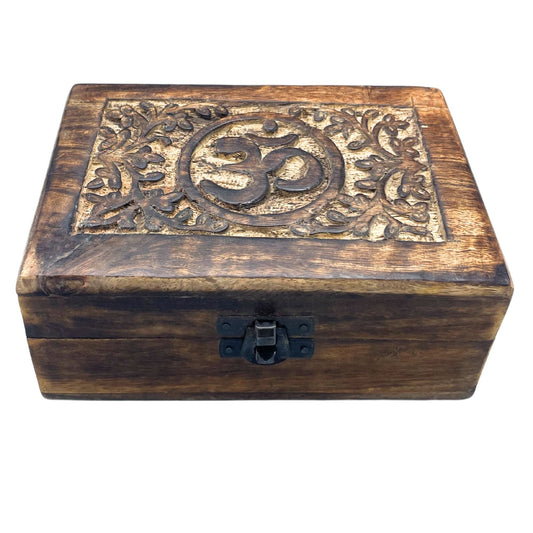 Medium Wooden Keepsake Box 15x10x6cm - Om - Luna Panther