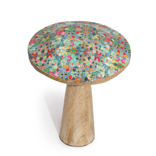 Medium Wooden Mushroom - Mediterranean Tile Pattern - Luna Panther