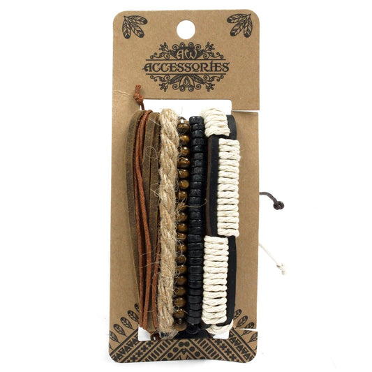 Mens Bracelet Sets - Green & Natural (asst) - Luna Panther alternate view