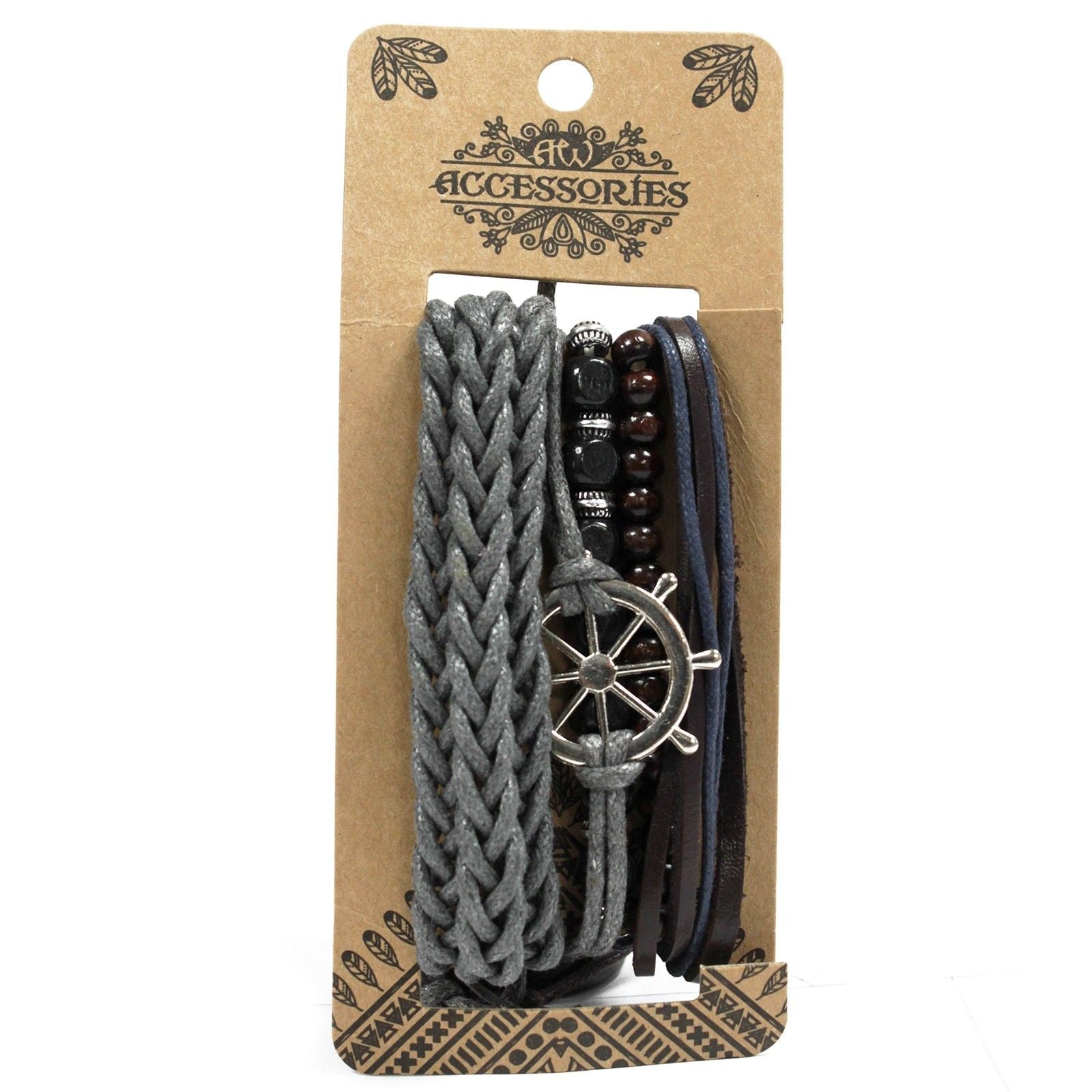 Mens Bracelet Sets - Metal & Leather (asst) - Luna Panther