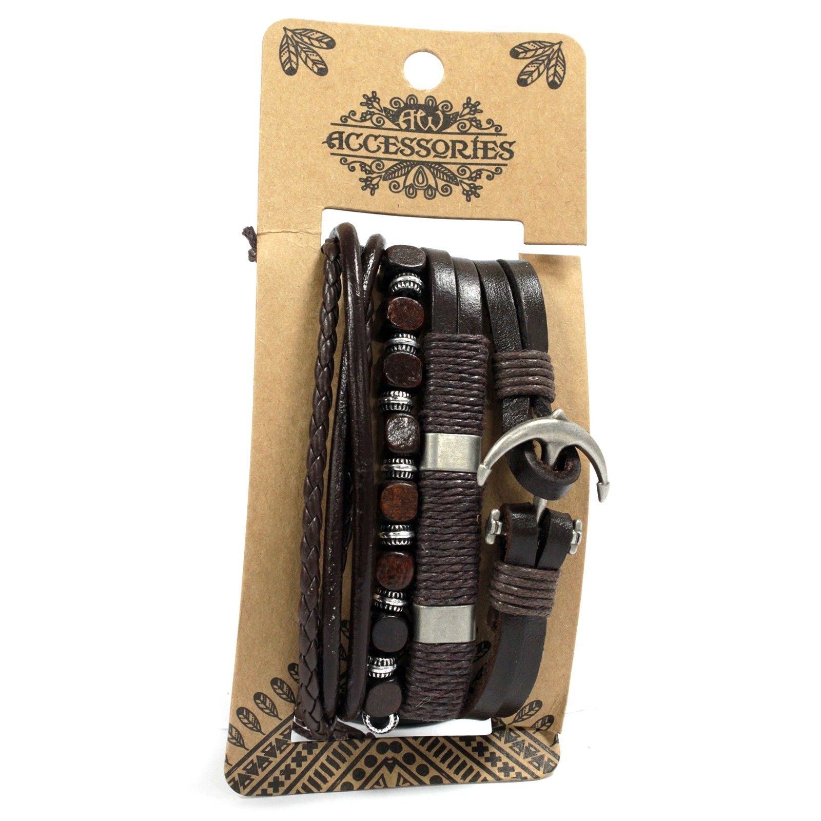 Mens Bracelet Sets - Metal & Leather (asst) - Luna Panther