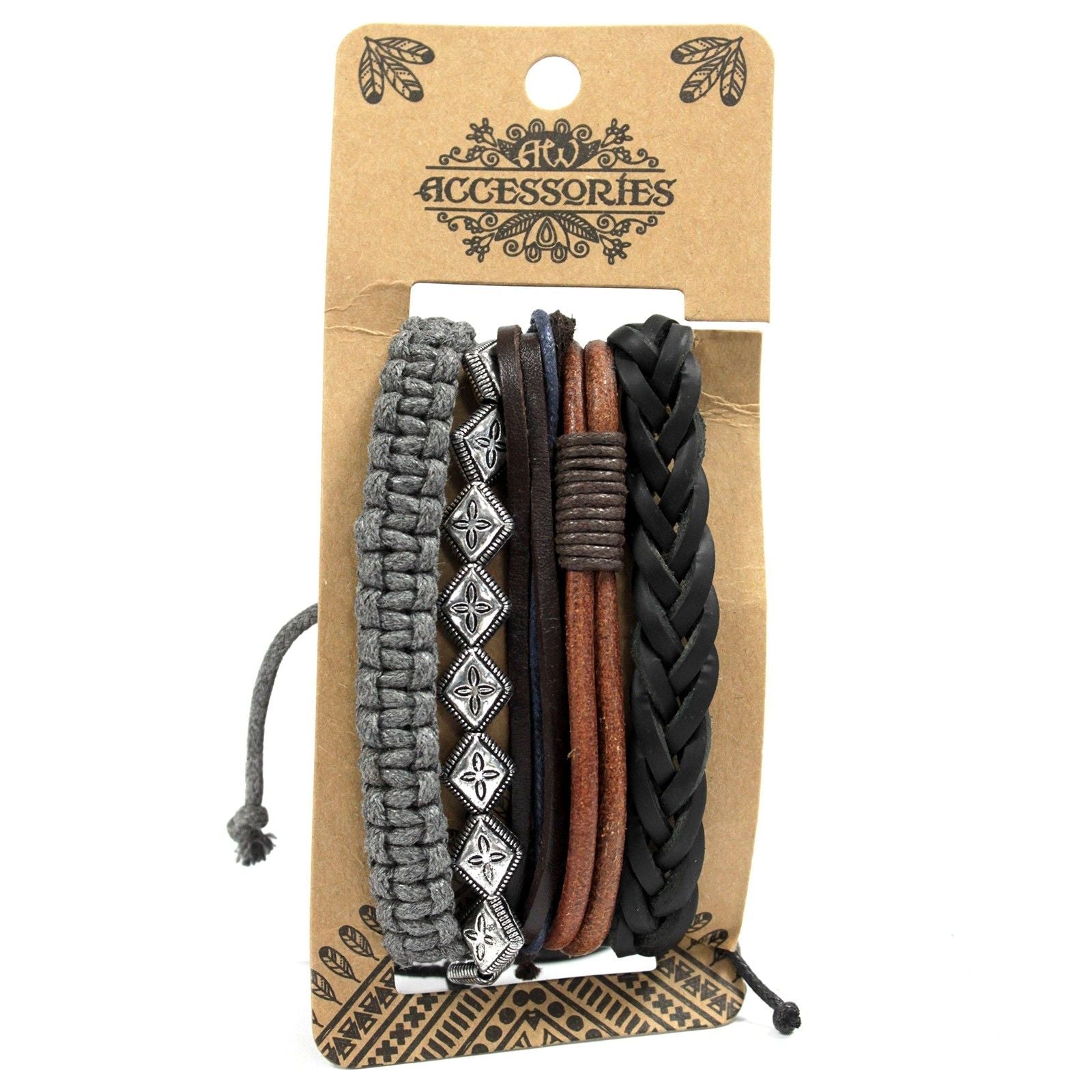 Mens Bracelet Sets - Metal & Leather (asst) - Luna Panther