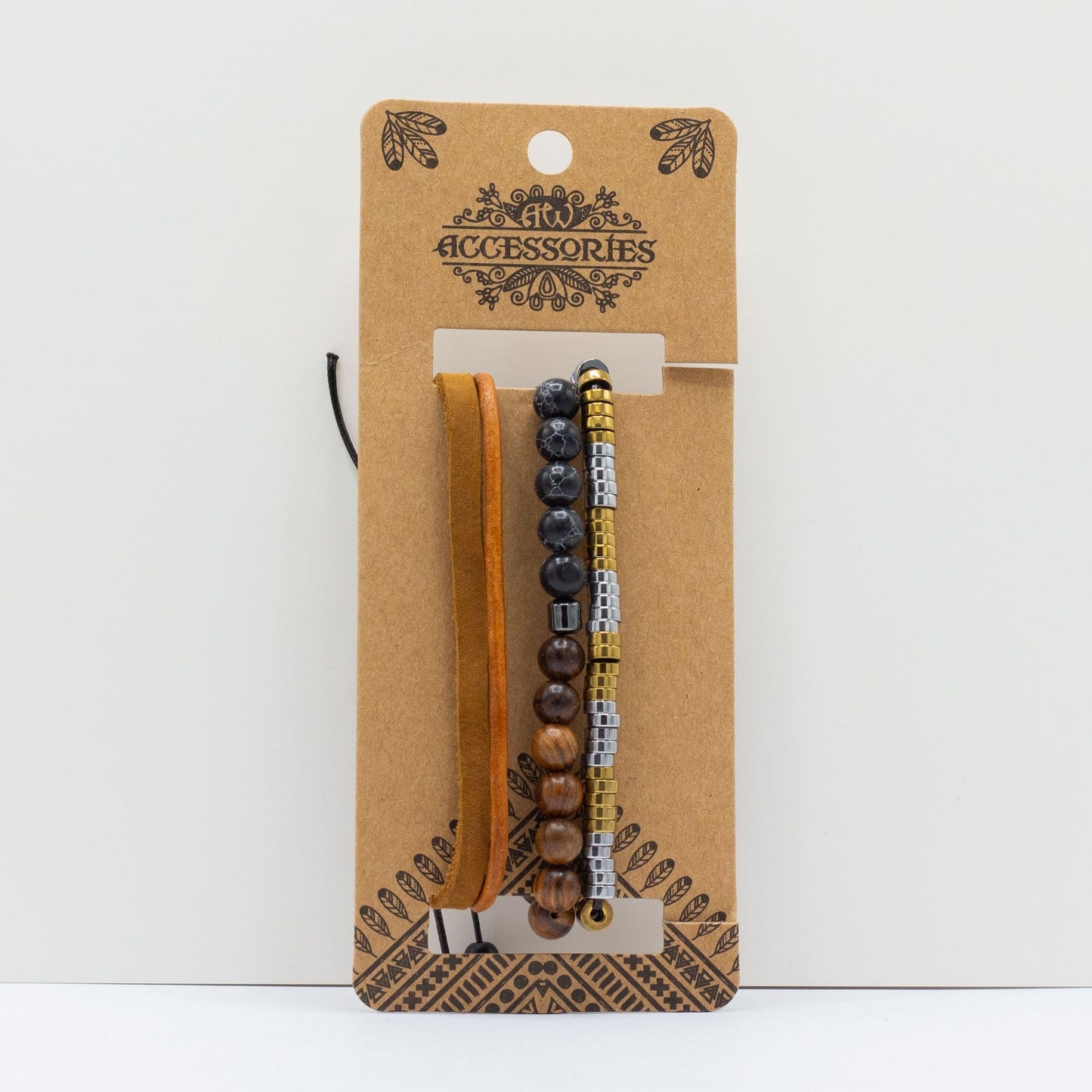 Mens Premium Bracelet Sets - Black & Tans (asst) - Luna Panther