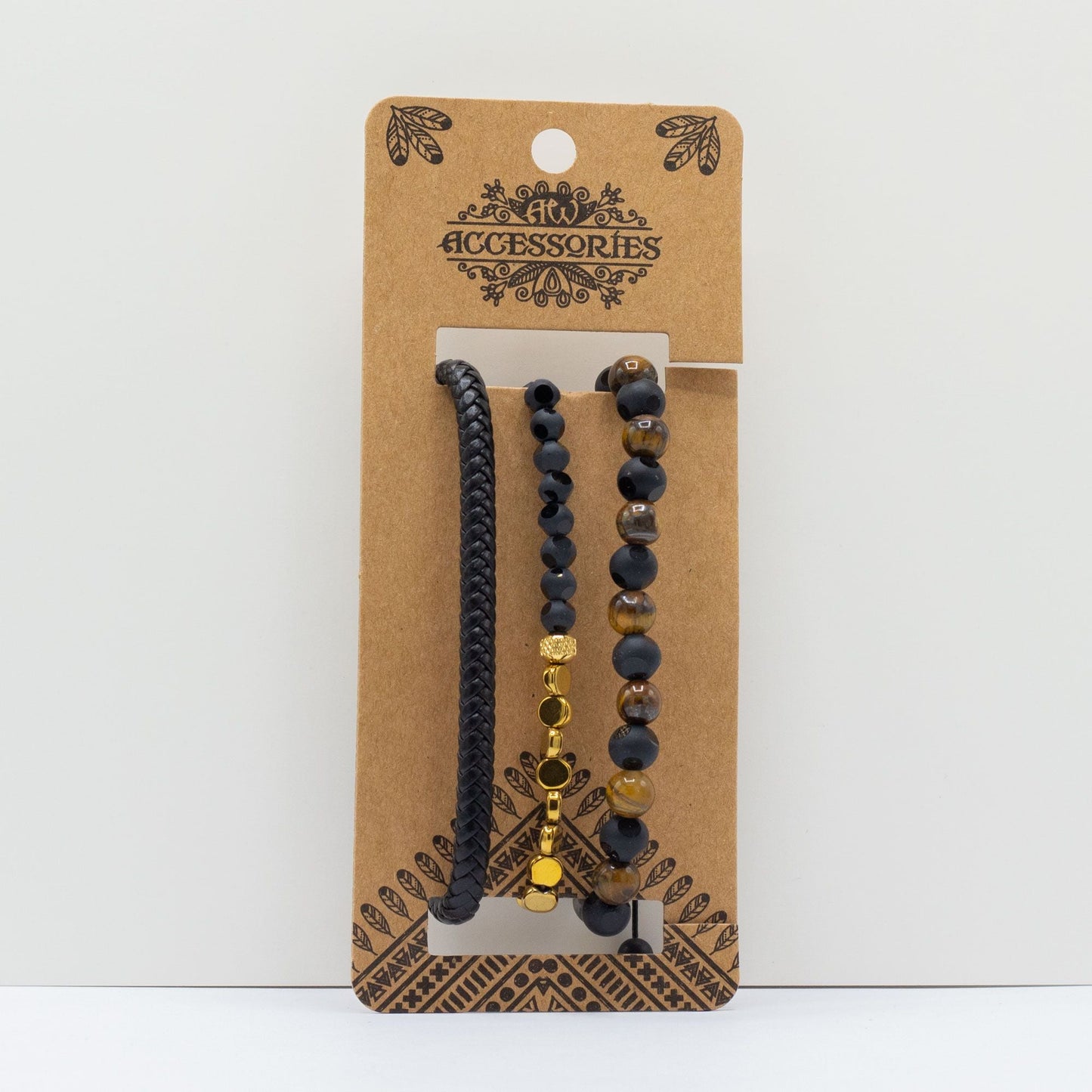 Mens Premium Bracelet Sets - Black & Tans (asst) - Luna Panther