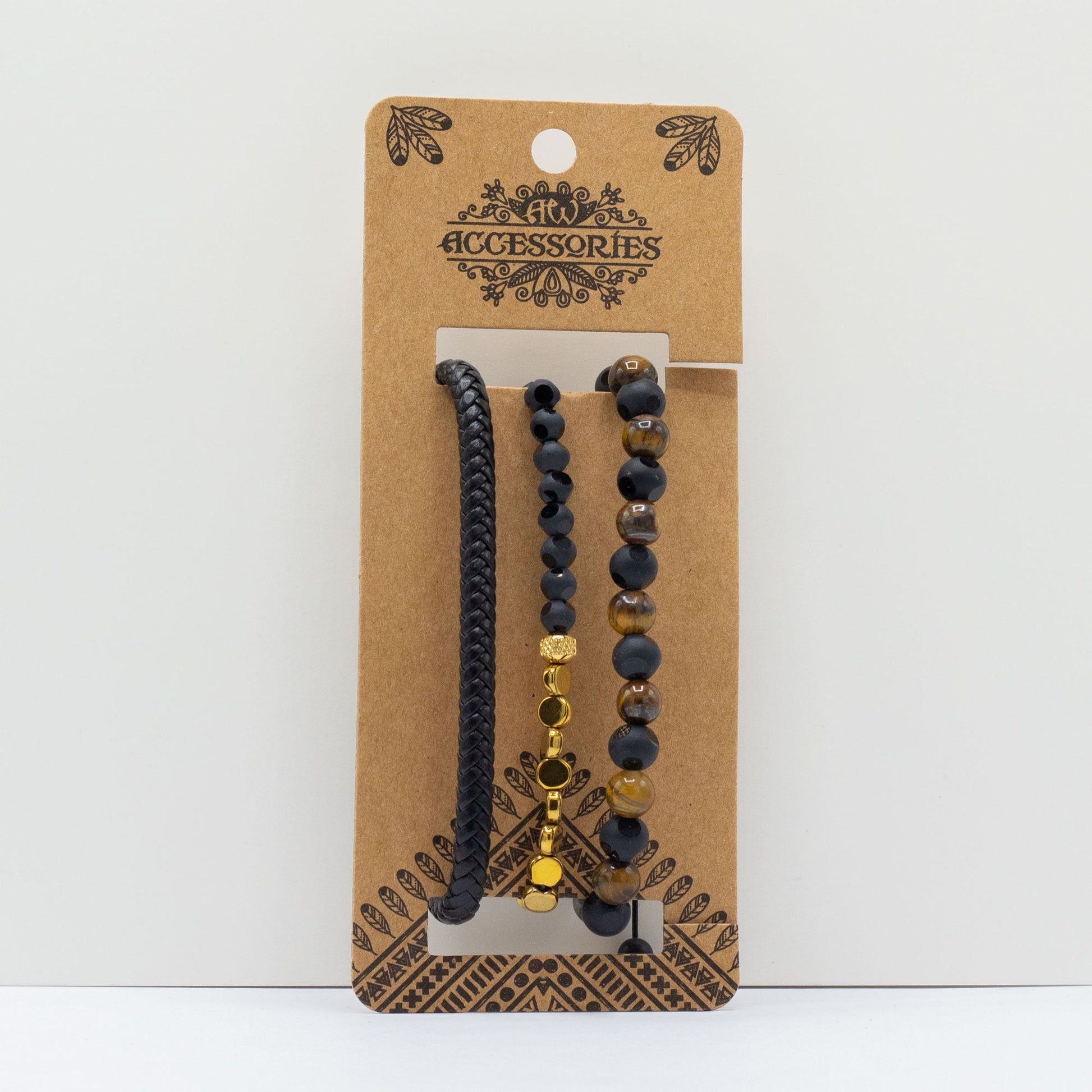 Mens Premium Bracelet Sets - Black & Tans (asst) - Luna Panther