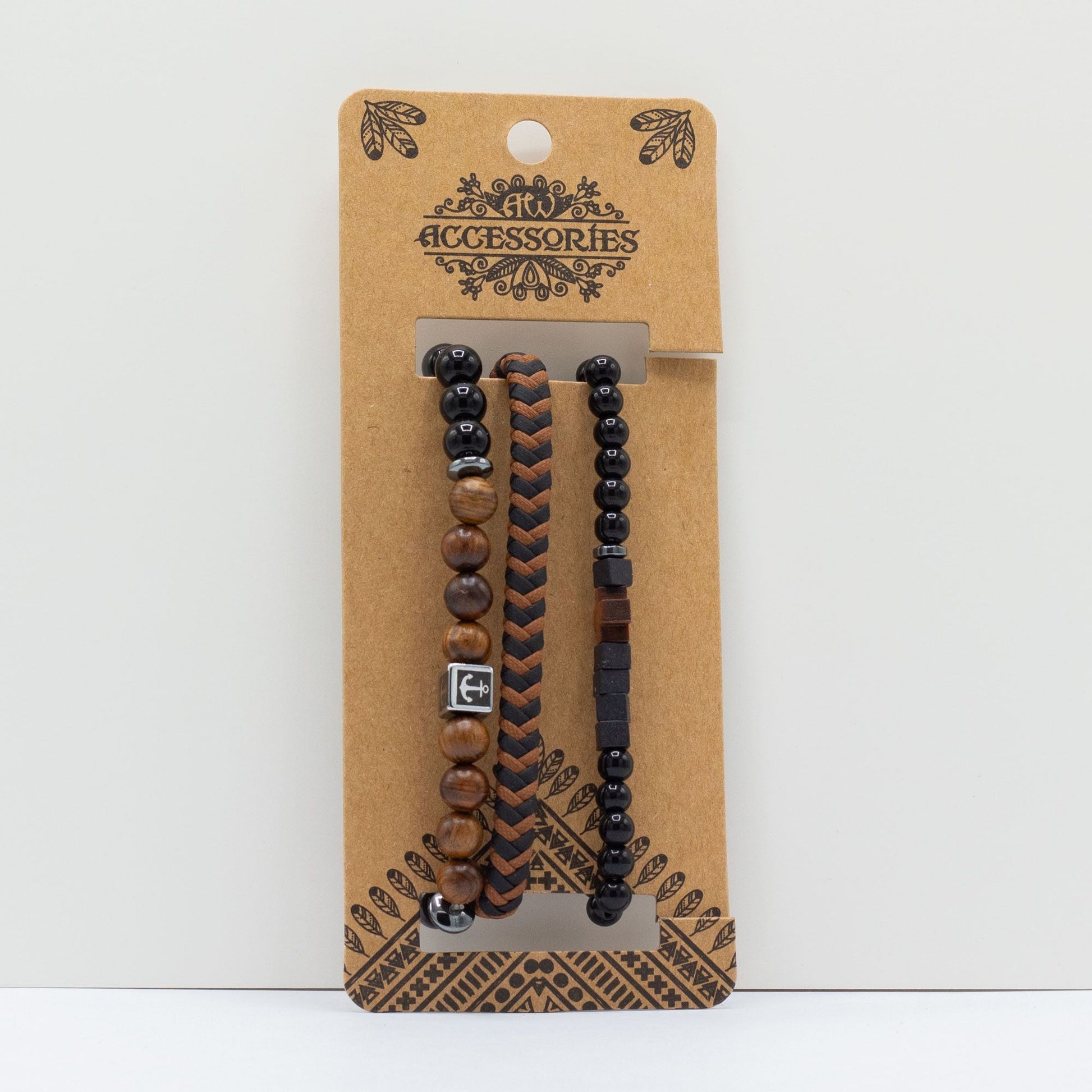 Mens Premium Bracelet Sets - Black & Tans (asst) - Luna Panther