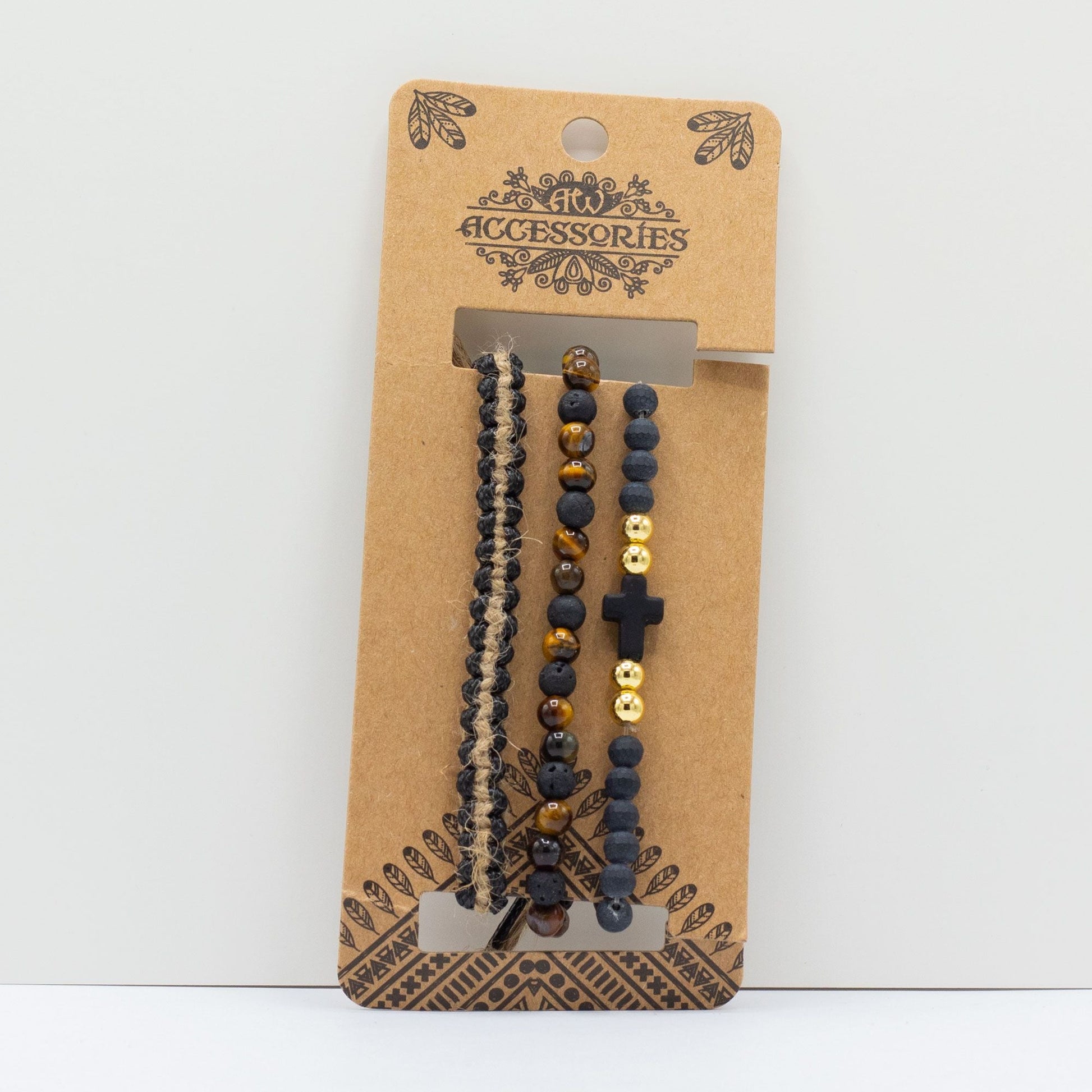 Mens Premium Bracelet Sets - Black & Tans (asst) - Luna Panther