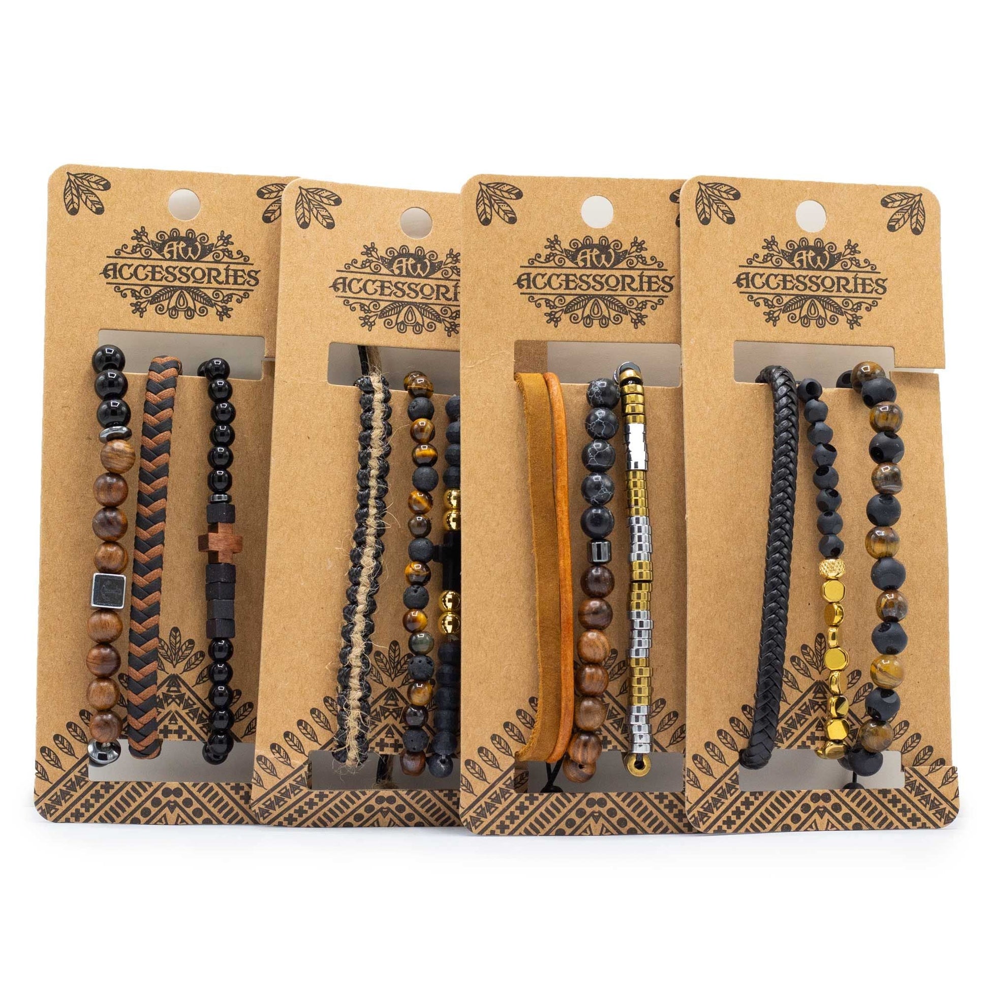 Mens Premium Bracelet Sets - Black & Tans (asst) - Luna Panther