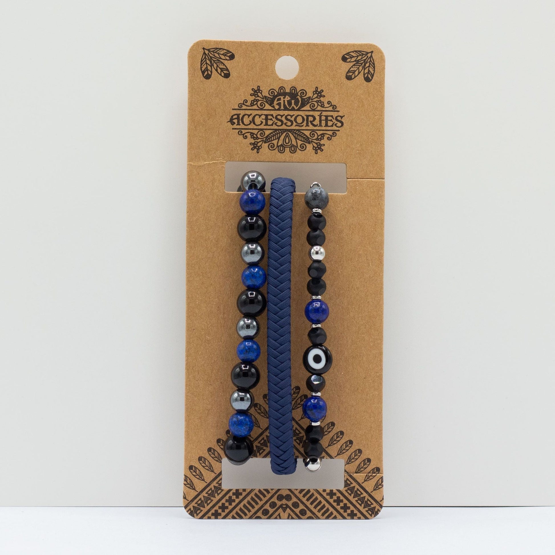 Mens Premium Bracelet Sets - Medium Set Blues (asst) - Luna Panther
