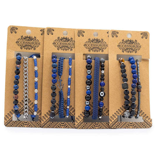 Mens Premium Bracelet Sets - Medium Set Blues (asst) - Luna Panther alternate view