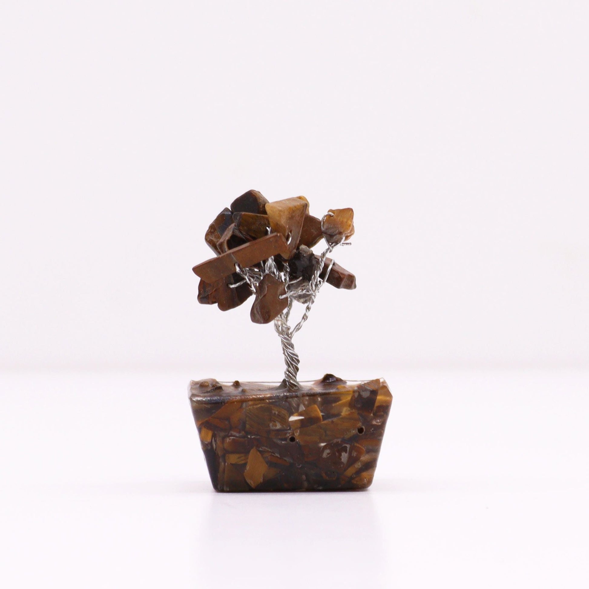 Polished Mini Gemstone Tree On Orgonite Base - Tigereye (15 stones) featuring natural patterning and unique variations - Luna Panther