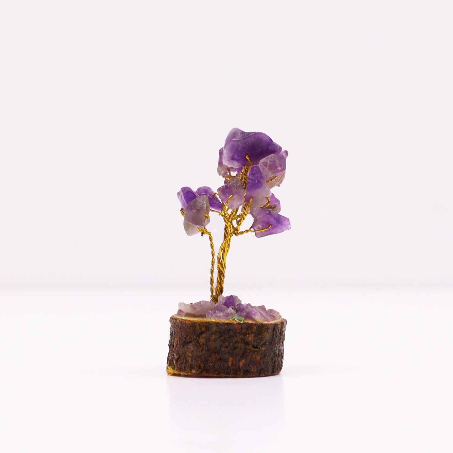 Polished Mini Gemstone Tree On Wood Base - Amethyst (15 stones) featuring rich purple colour and natural clarity - Luna Panther