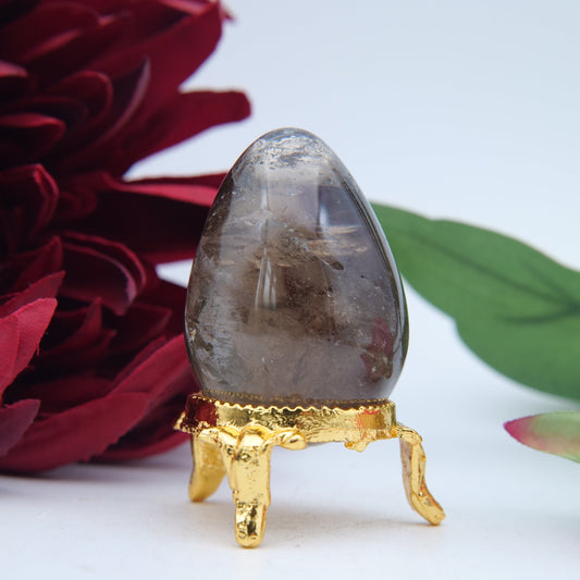 Polished Mini Morion Smokey Quartz Egg featuring natural patterning and unique variations - Luna Panther