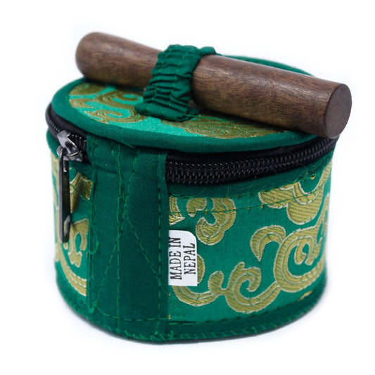 Polished Mini Singing Bowl Gift Set - Green featuring natural patterning and unique variations - Luna Panther