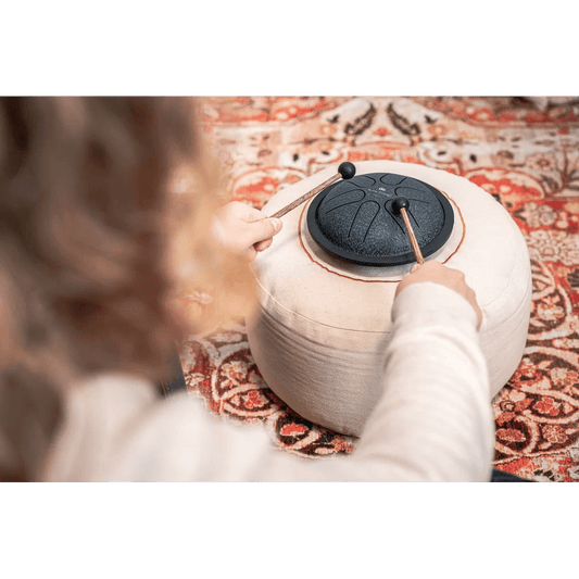 Polished Mini Steel Tongue Drums 6 Tongue Drum A Major Navy Blue Mstd2Nb featuring natural patterning and unique variations - Luna Panther alternate view