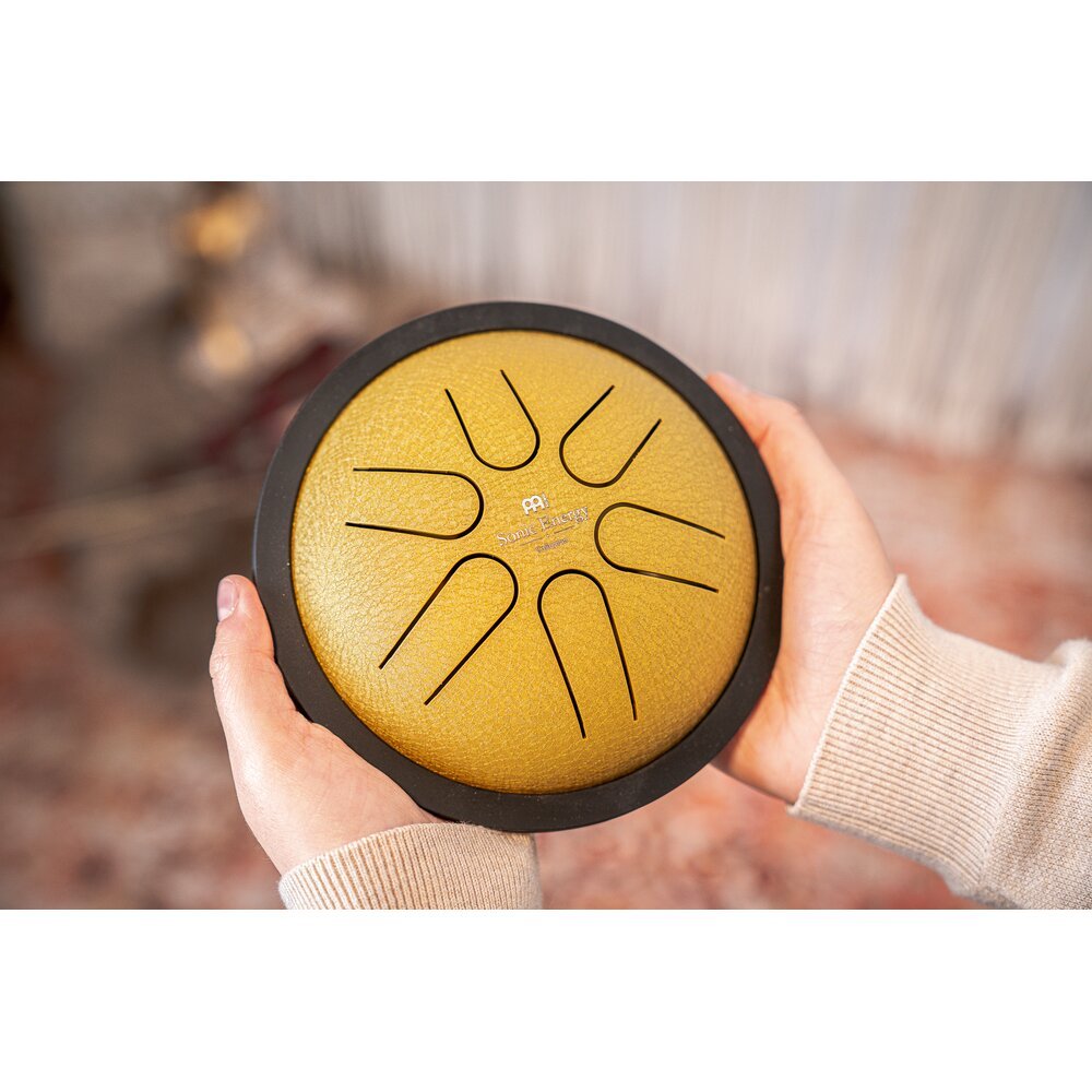 Polished Mini Steel Tongue Drums 6 Tongue Drum B Major Gold Mstd3G featuring natural patterning and unique variations - Luna Panther