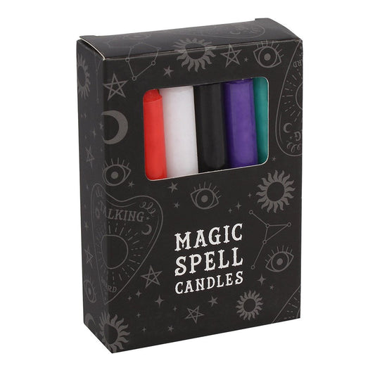 Polished Mixed Spell Candles 12-Pack Versatile Ritual Magic featuring natural patterning and unique variations - Luna Panther