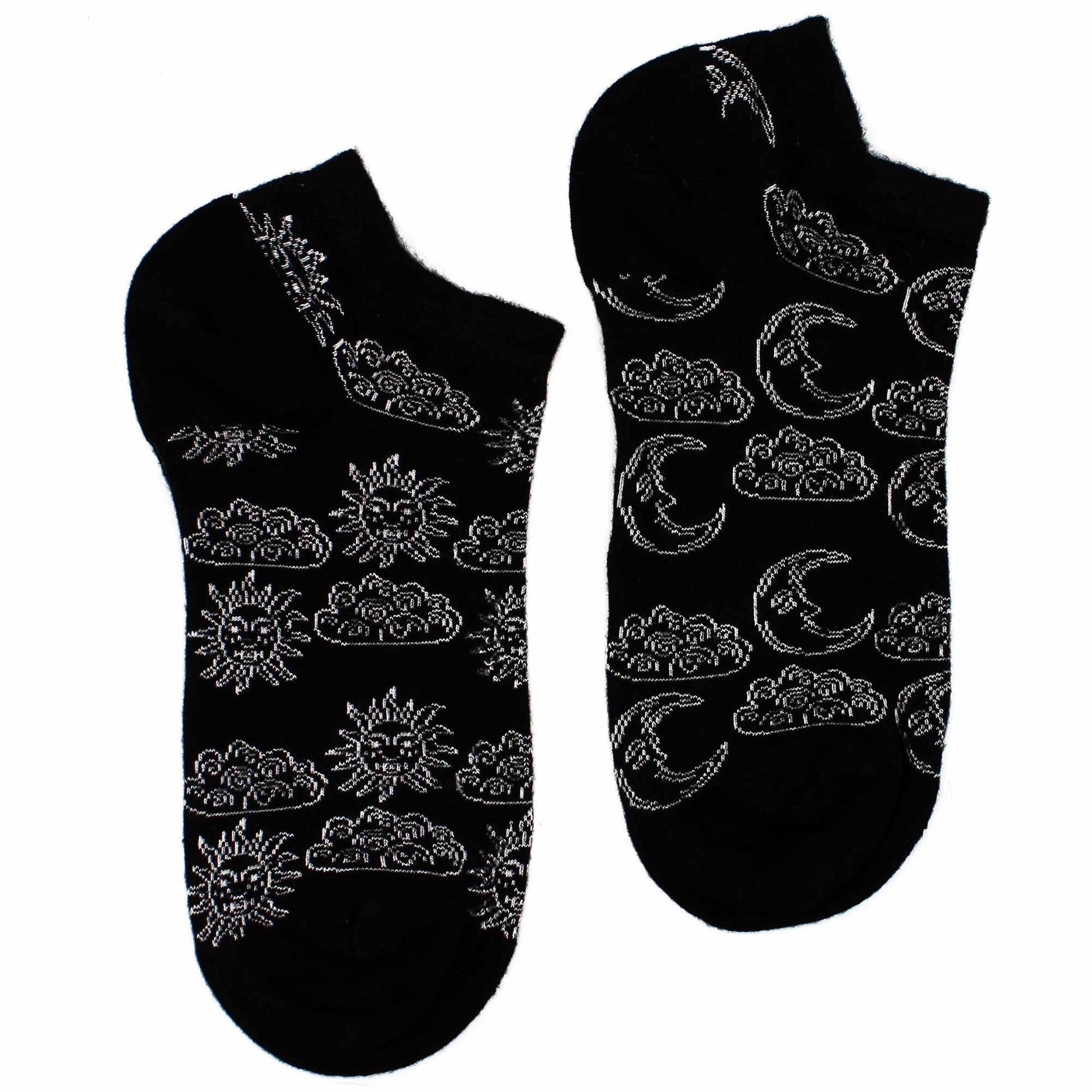 Polished M/L Hop Hare Bamboo Socks Low (7.5-11.5) - Day and Night featuring natural patterning and unique variations - Luna Panther