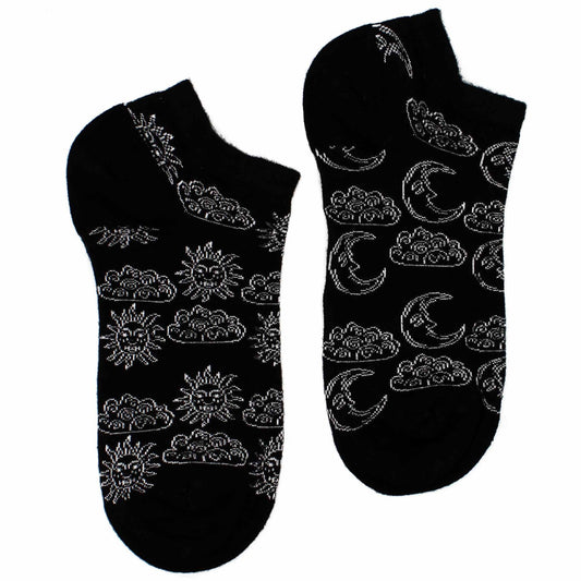 Polished M/L Hop Hare Bamboo Socks Low (7.5-11.5) - Day and Night featuring natural patterning and unique variations - Luna Panther