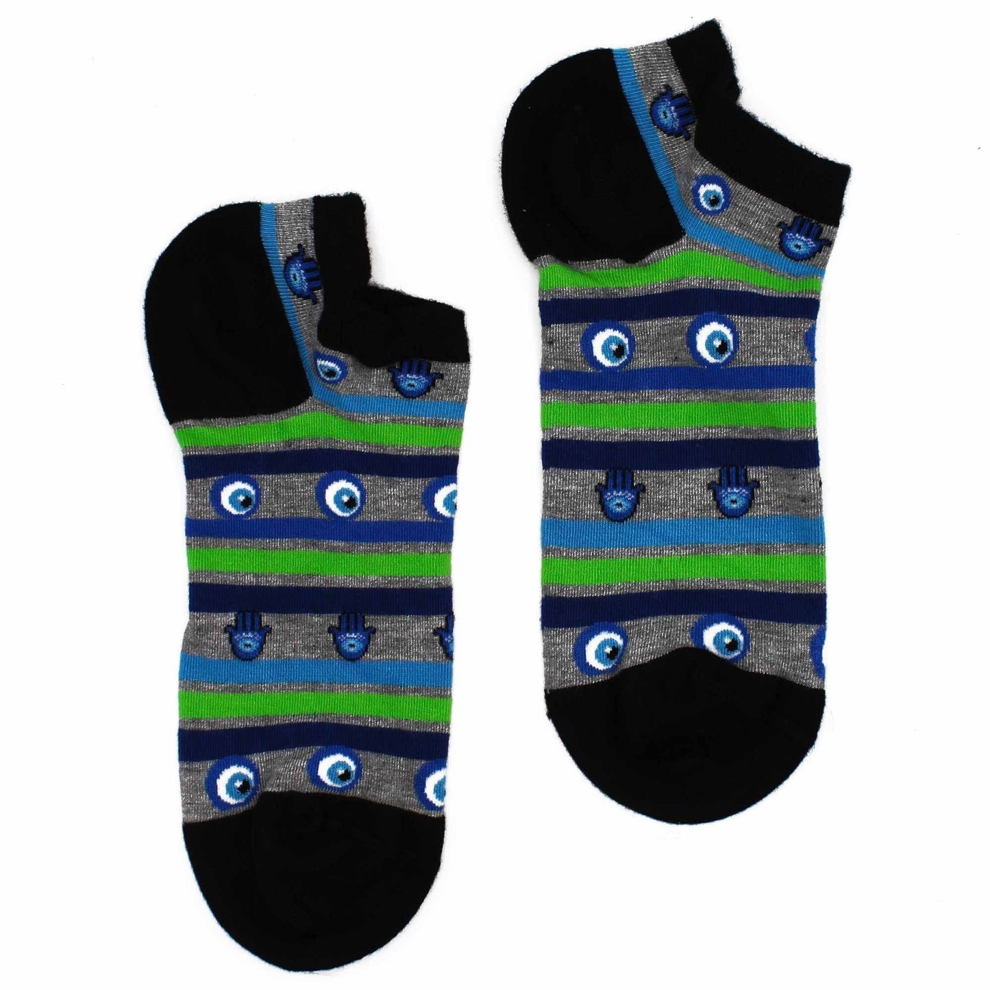 Polished M/L Hop Hare Bamboo Socks Low (7.5-11.5) - Evil Eye & Hamsa featuring natural patterning and unique variations - Luna Panther