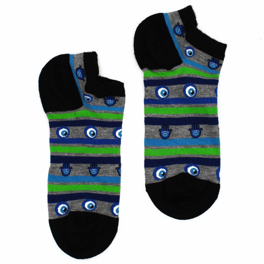 Polished M/L Hop Hare Bamboo Socks Low (7.5-11.5) - Evil Eye & Hamsa featuring natural patterning and unique variations - Luna Panther