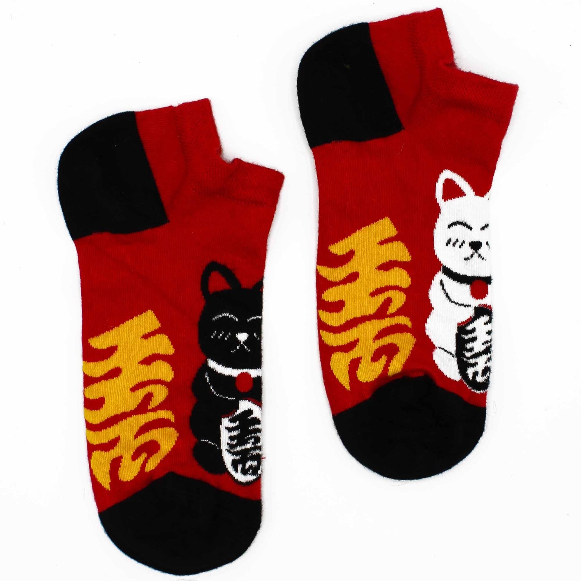 Polished M/L Hop Hare Bamboo Socks Low (7.5-11.5) - Lucky Cat featuring natural patterning and unique variations - Luna Panther