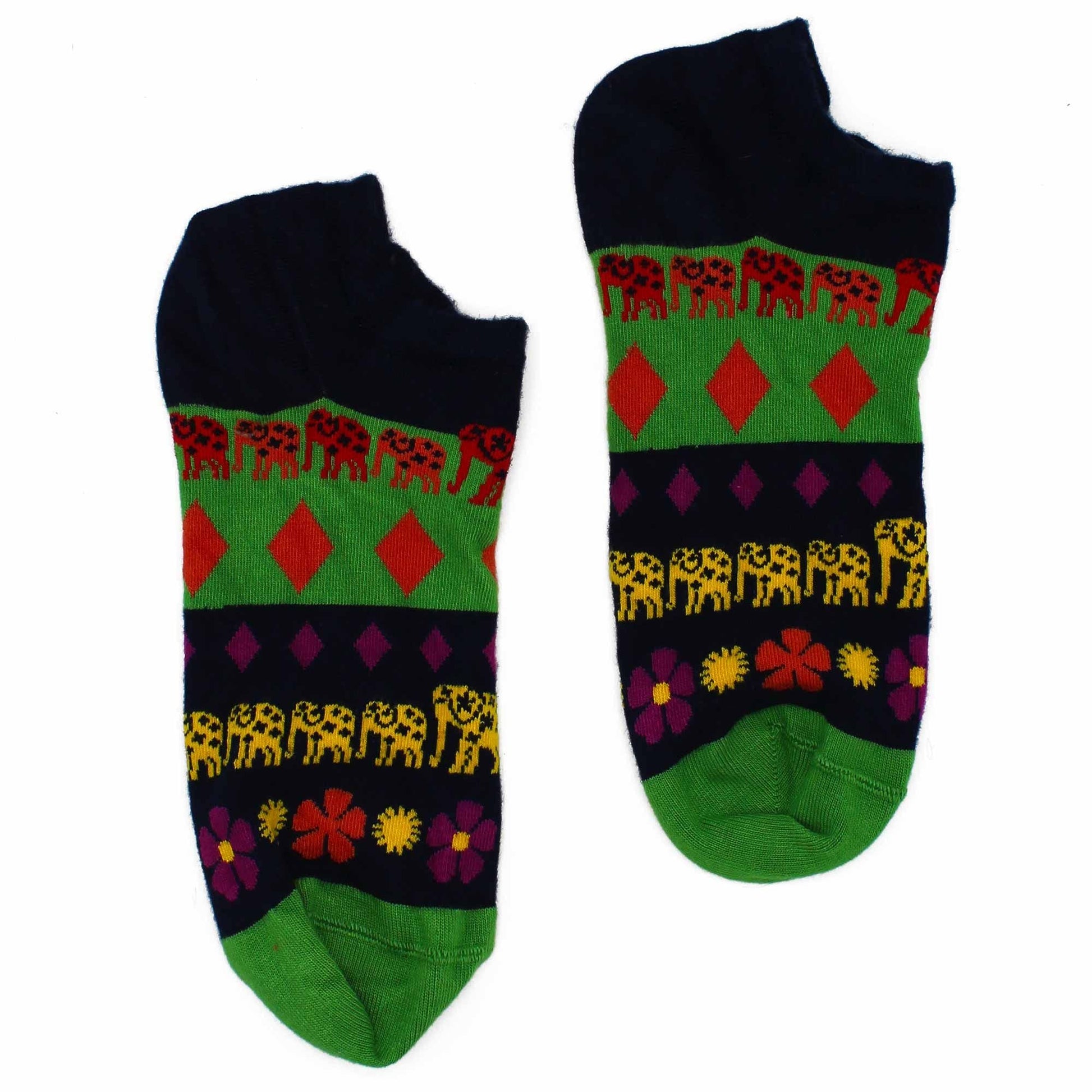 Polished M/L Hop Hare Bamboo Socks Low (7.5-11.5) - Lucky Elephant featuring natural patterning and unique variations - Luna Panther