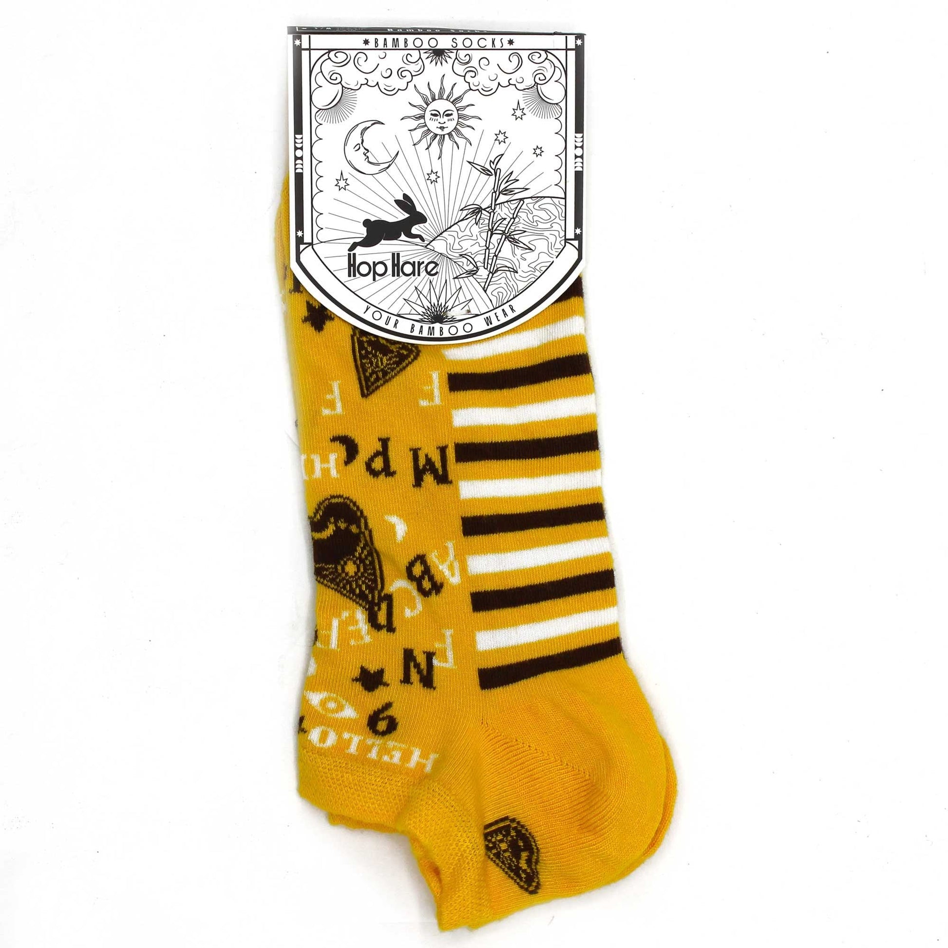 Polished M/L Hop Hare Bamboo Socks Low (7.5-11.5) - Ouija Board featuring natural patterning and unique variations - Luna Panther