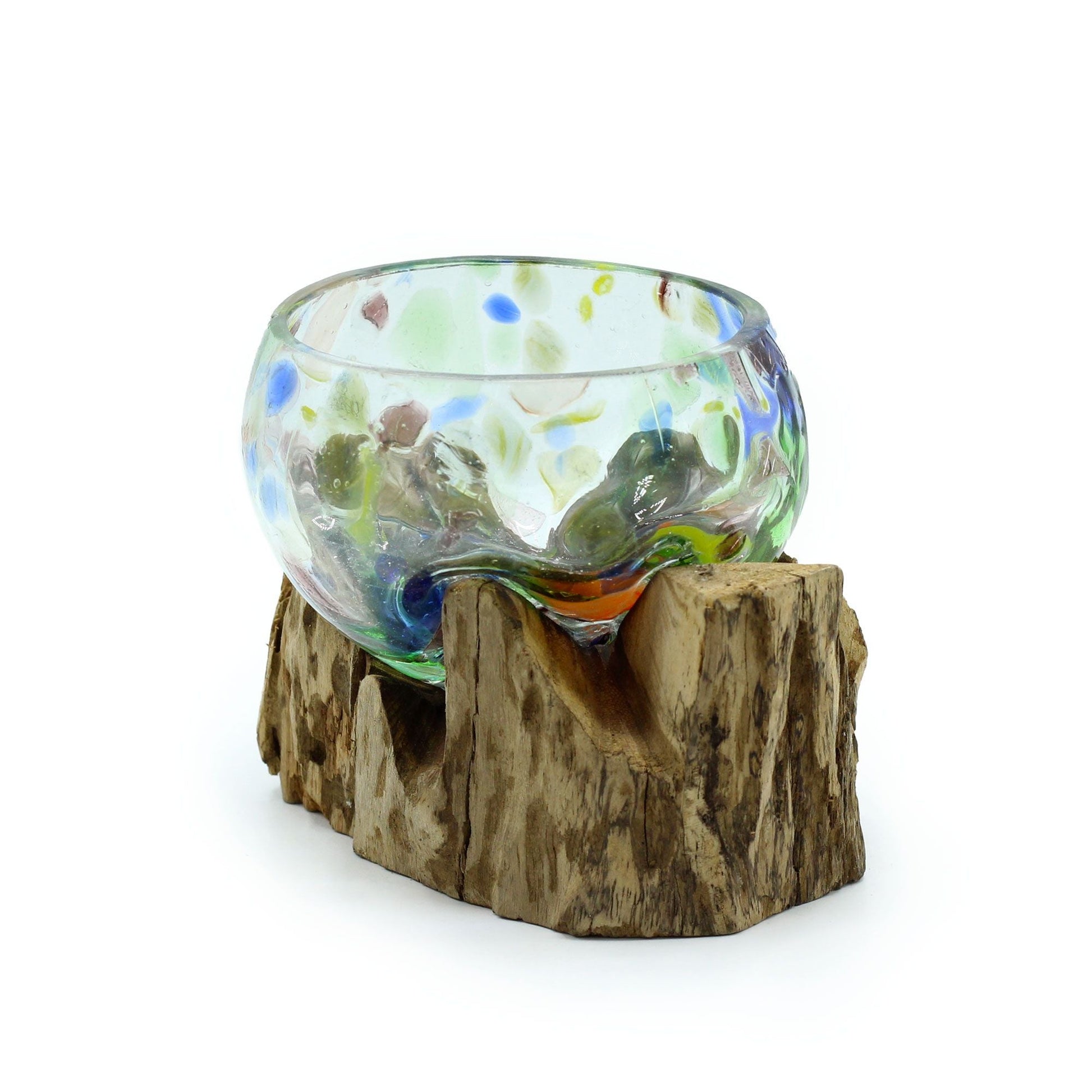 Molten Coloured Glass on Wood - Small Bowl - Luna Panther
