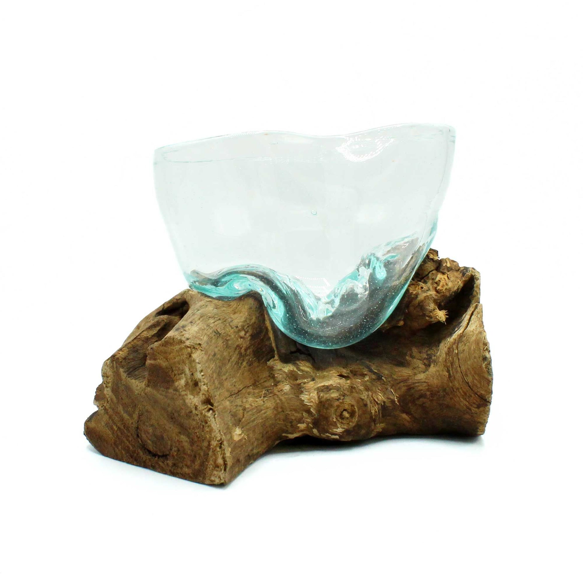 Molten Glass Arfully Misshapen Bowl on Wood - Luna Panther