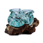 Molten Glass Chunky Ashtray / Candle Holder on Wood 23cm - Luna Panther